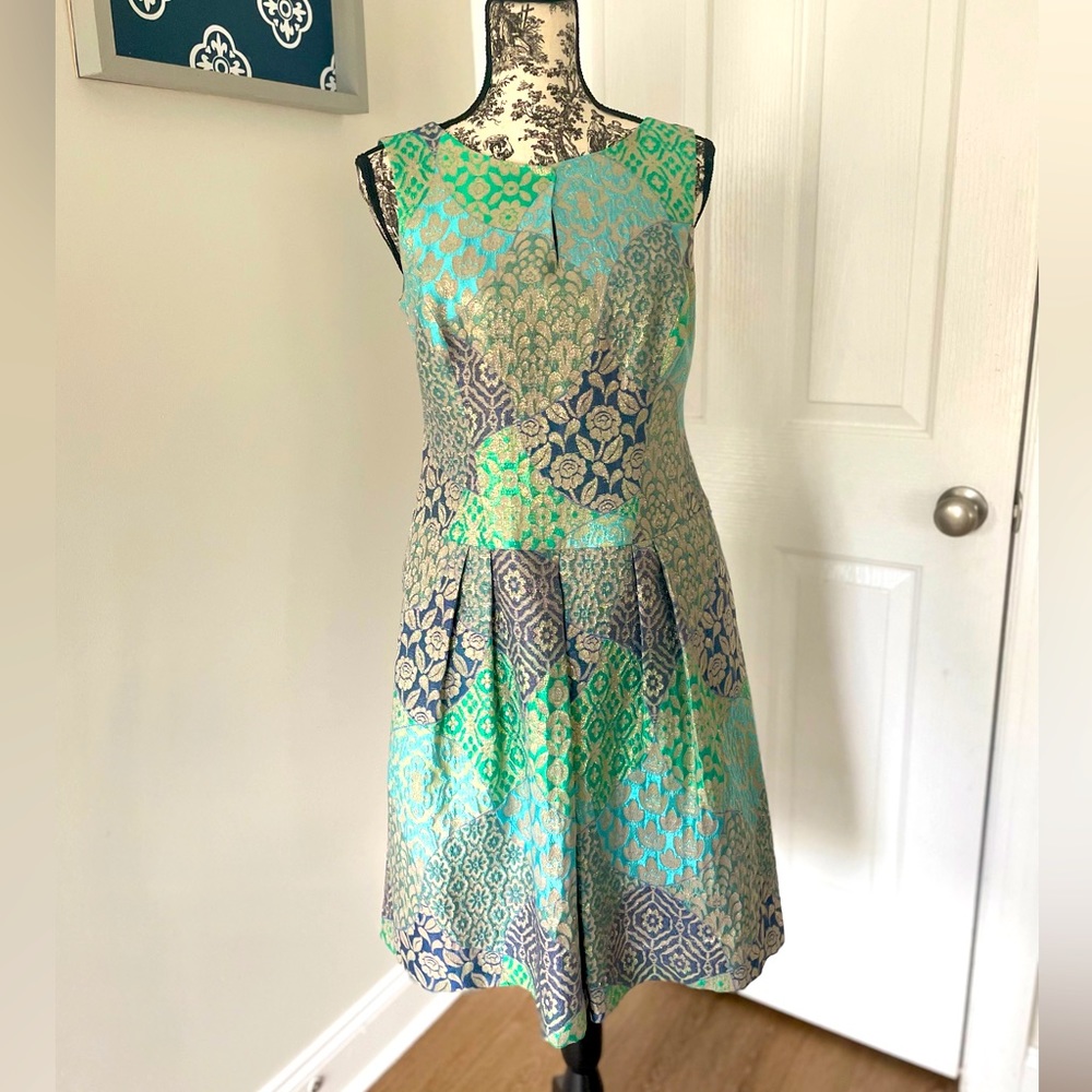 Kay Unger floral jacquard a-line dress
